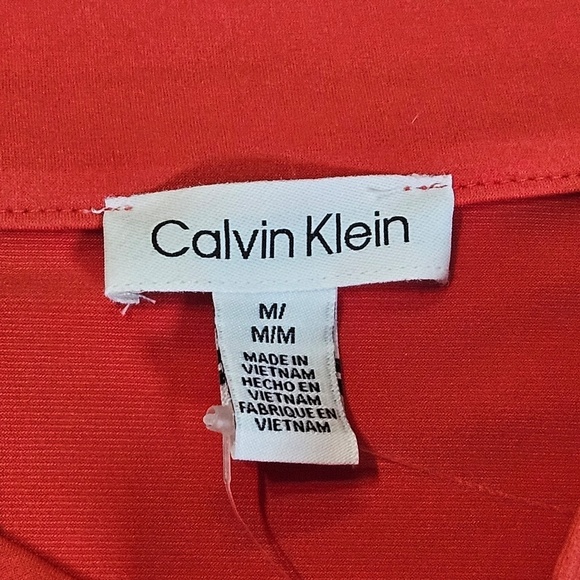 Calvin Klein Shirt Womens Medium Dark Pink MODH7075 Puff Sleeve Square Neck NEW - Picture 4 of 8